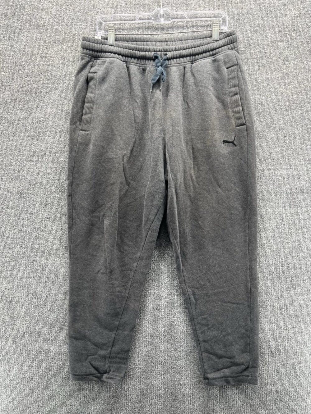 Puma Jogger Sweatpants Mens Large Gray Fleece Elastic Waist Pockets Athletic